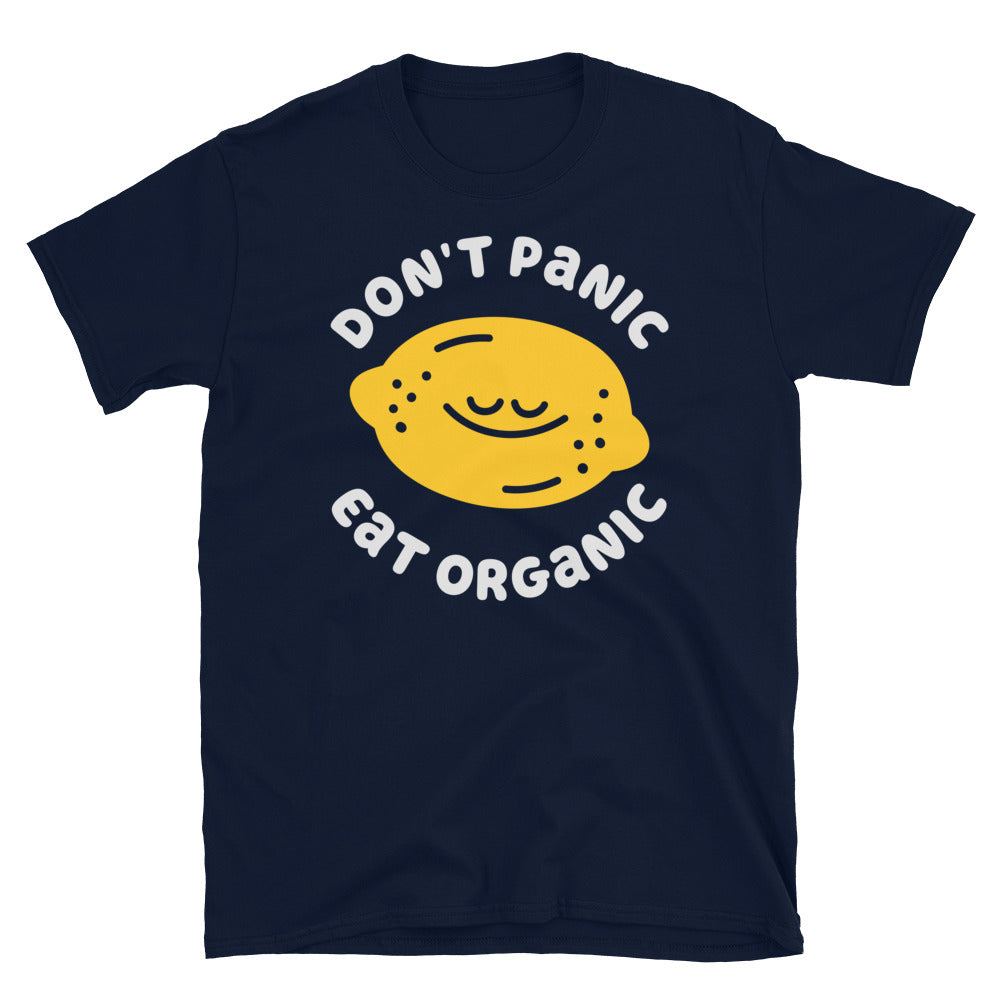 Don't Panic Eat Organic Lemon TShirt - Navy Color - https://ascensionemporium.net 