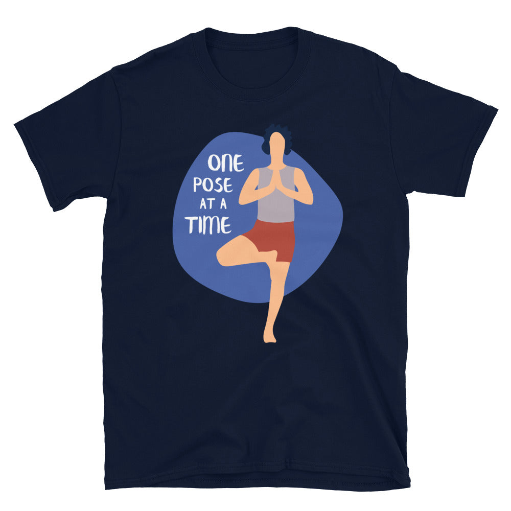 One Pose At A Time Yoga TShirt - Navy Color - https://ascensionemporium.net