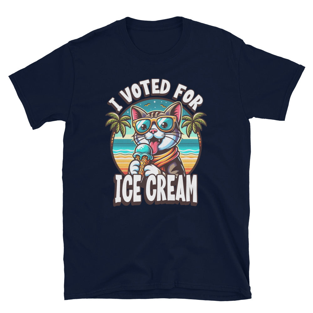 I Voted For Ice Cream Cat TShirt - Navy Color - https://ascensionemporium.net