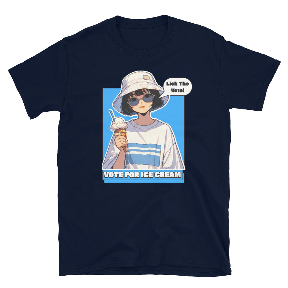 Lick The Vote Anime Ice Cream Girl TShirt - Navy Color - https://ascensionemporium.net