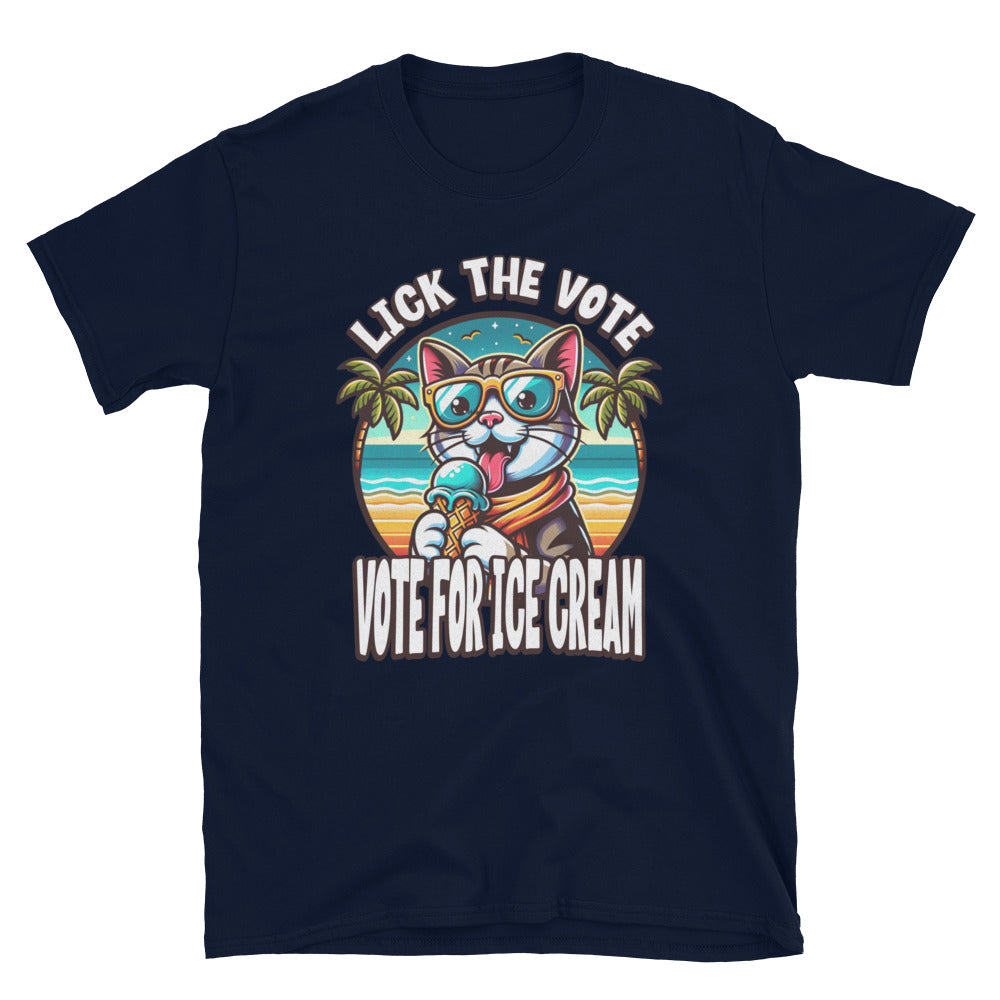 Lick The Vote Ice Cream Cat TShirt - Navy Color - https://ascensionemporium.net