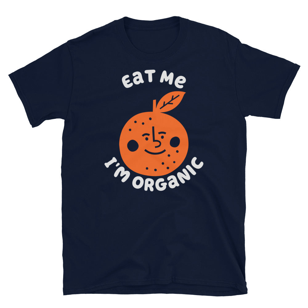 Eat Me I'm Organic Orange TShirt - Navy Color - https://ascensionemporium.net 