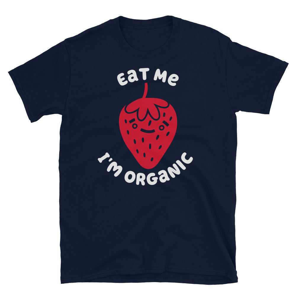 Eat Me I'm Organic Strawberry TShirt - Navy Color - https://ascensionemporium.net 