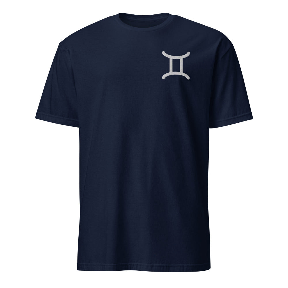Gemini Zodiac Embroidered TShirt - Navy Color - https://ascensionemporium.net