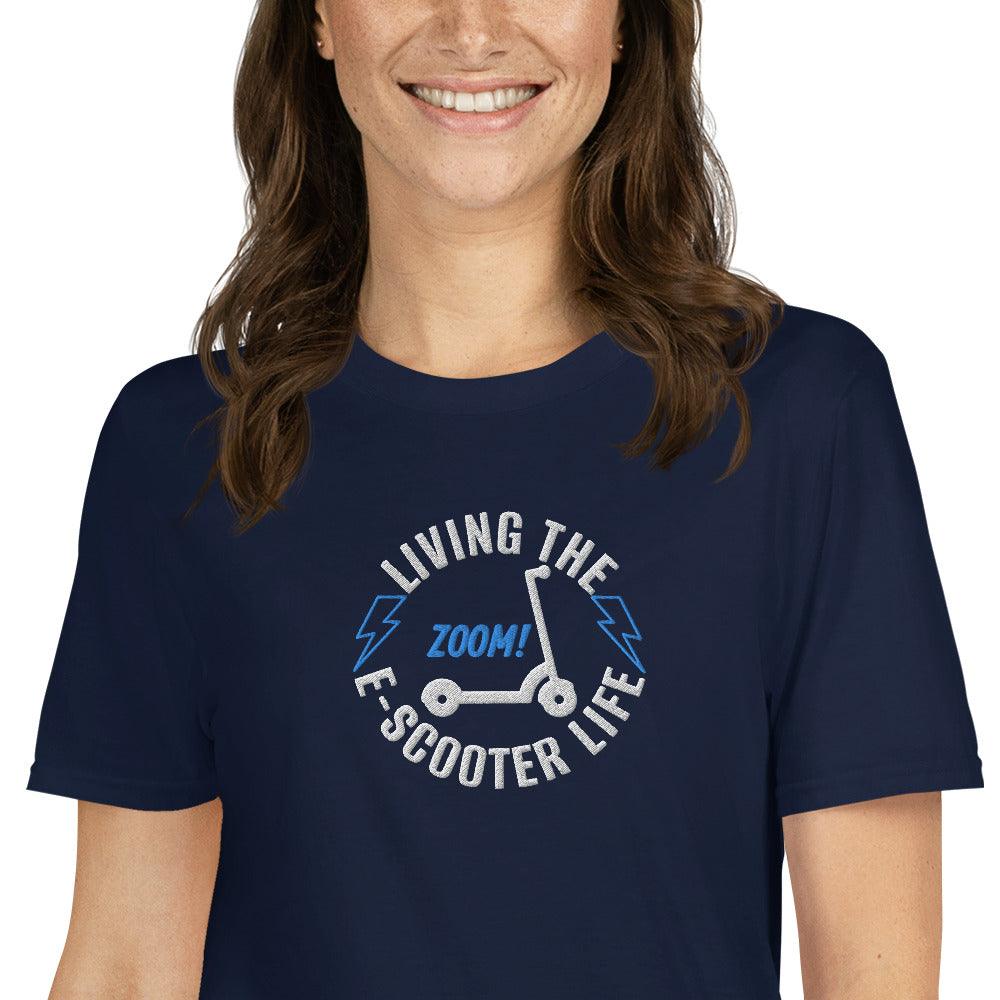 Living The E-Scooter Life Embroidered TShirt - Navy Color - https://ascensionemporium.net