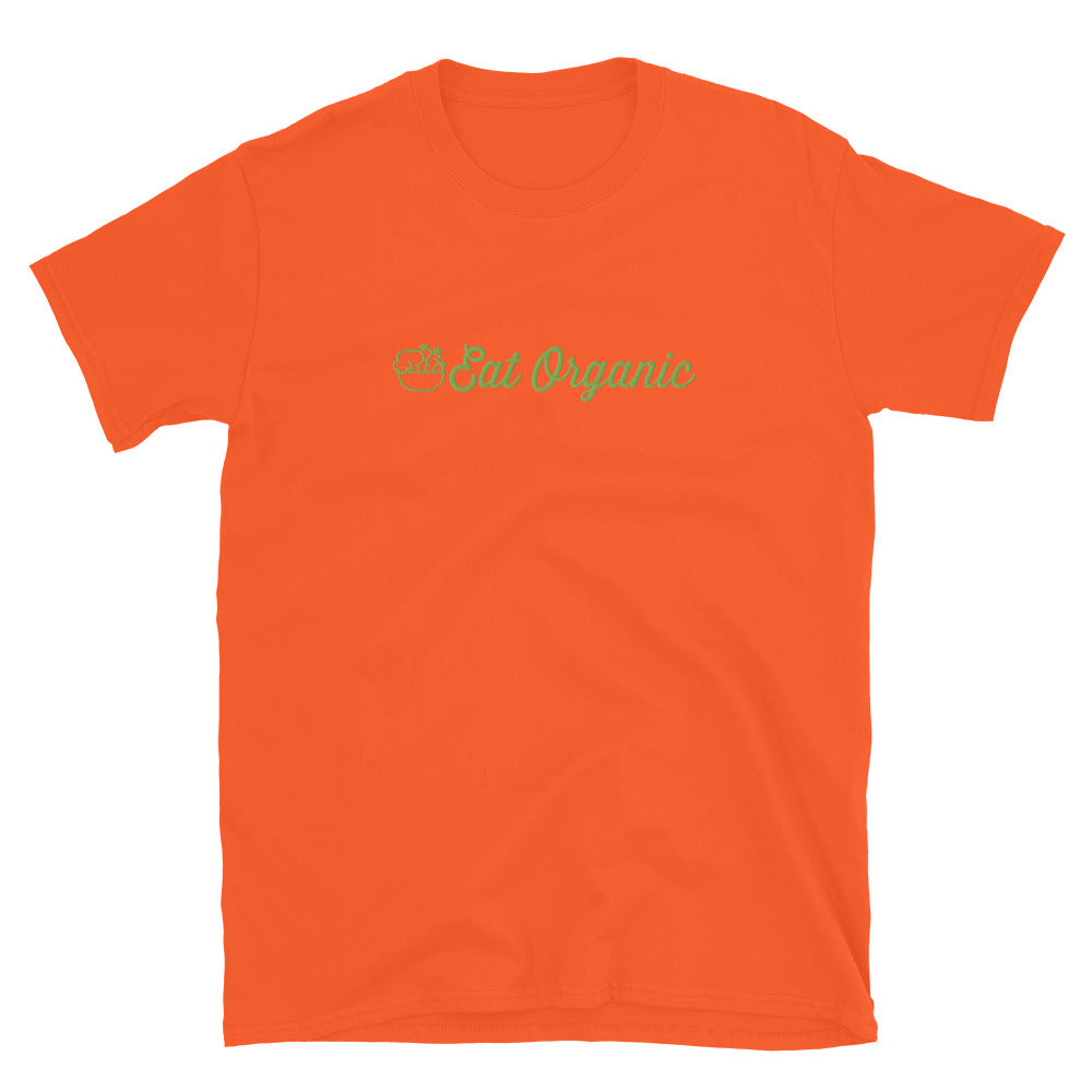 Eat Organic Embroidered T-Shirt - Orange Color - https://ascensionemporium.net 