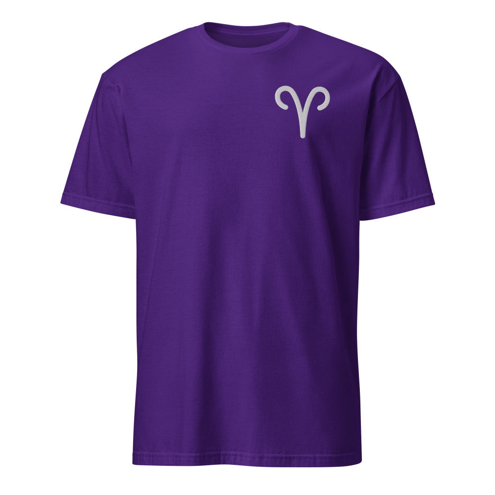Aries Zodiac Symbol Embroidered TShirt - Purple Color - https://ascensionemporium.net