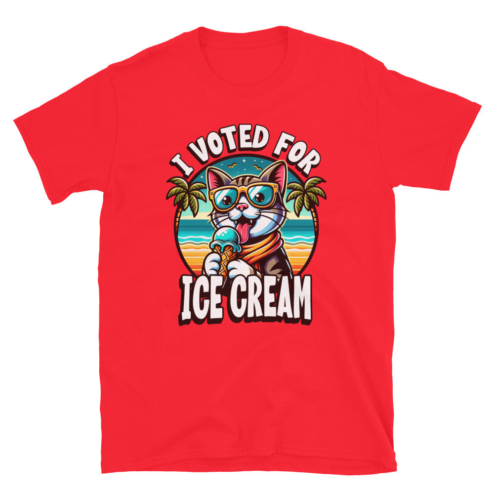 I Voted For Ice Cream Cat TShirt - Red Color - https://ascensionemporium.net