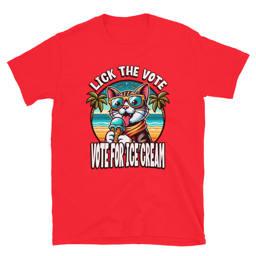 Lick The Vote Ice Cream Cat TShirt - Red Color - https://ascensionemporium.net