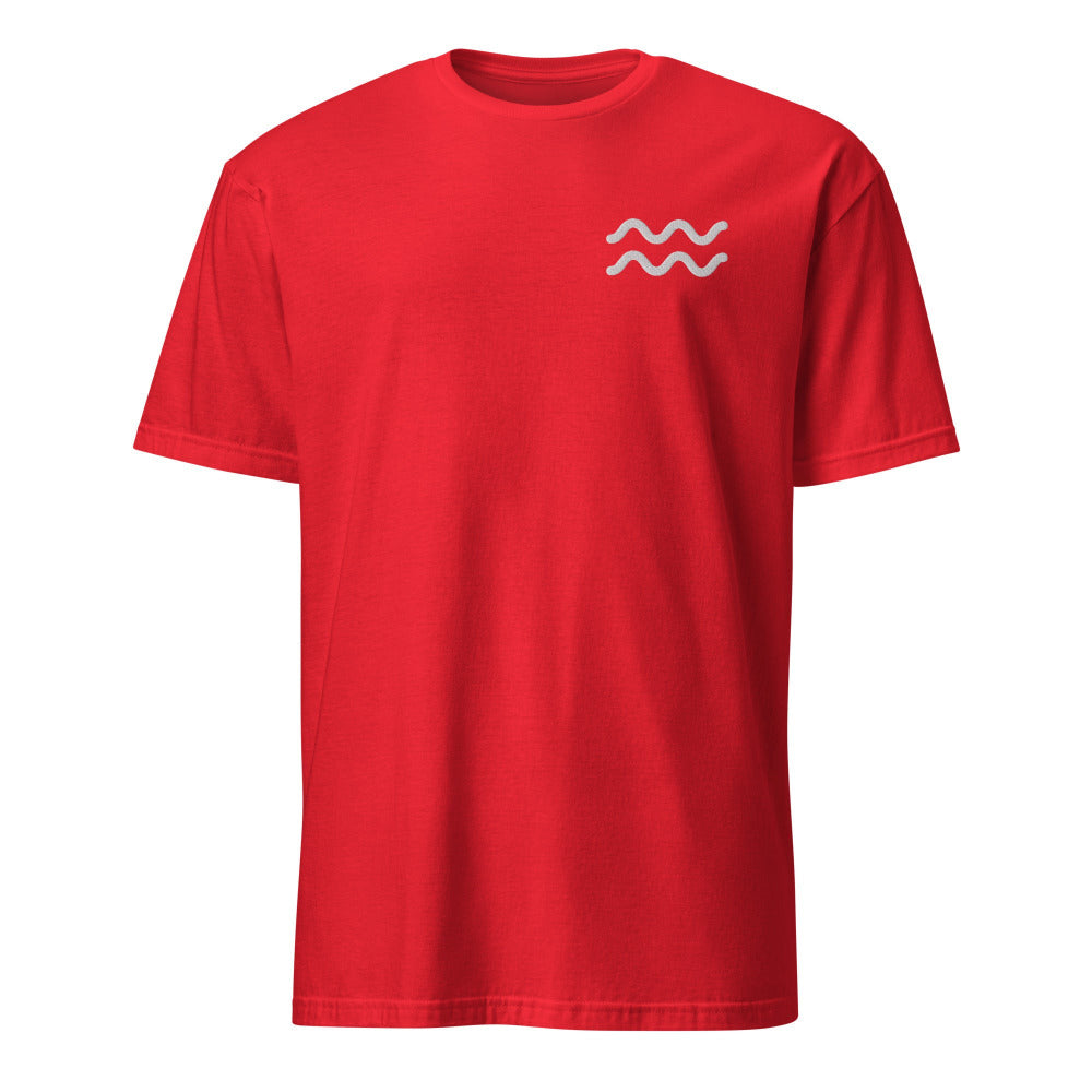 Aquarius Zodiac Embroidered TShirt - Red Color - https://ascensionemporium.net