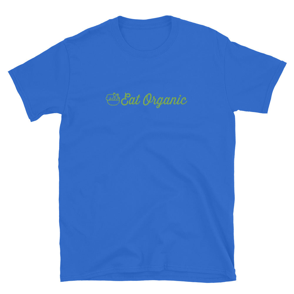 Eat Organic Embroidered T-Shirt - Royal Color - https://ascensionemporium.net 