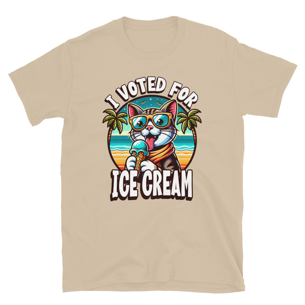 I Voted For Ice Cream Cat TShirt - Sand Color - https://ascensionemporium.net