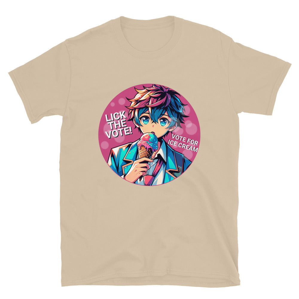 Lick The Vote Anime Ice Cream Boy TShirt - Sand Color - https://ascensionemporium.net