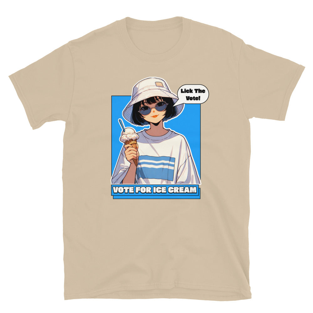 Lick The Vote Anime Ice Cream Girl TShirt - Sand Color - https://ascensionemporium.net