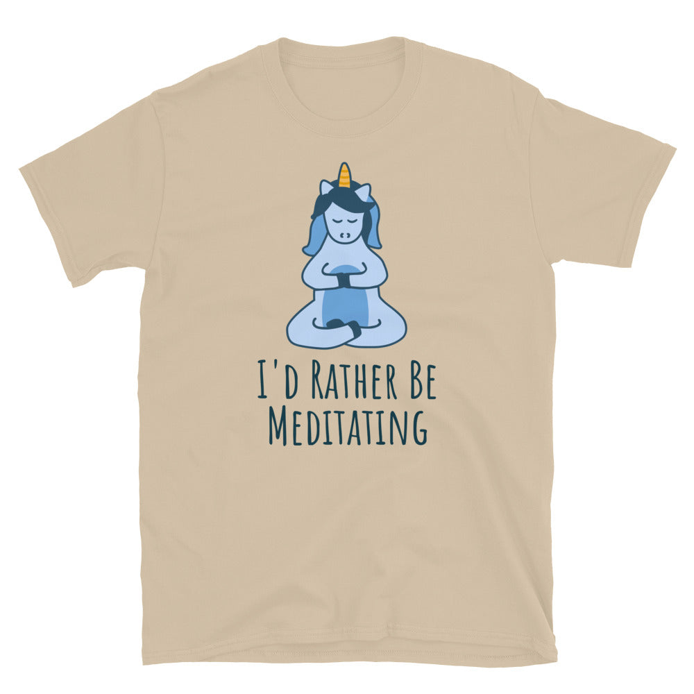 I'd Rather Be Meditating Unicorn TShirt - Sand Color - https://ascensionemporium.net