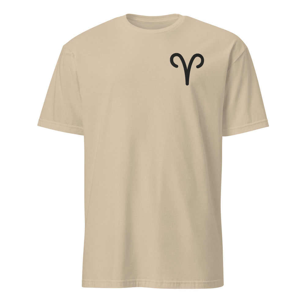 Aries Zodiac Symbol Embroidered TShirt - Sand Color - https://ascensionemporium.net