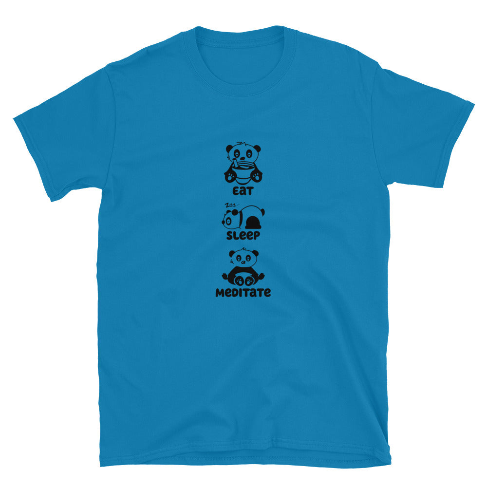 Eat Sleep Meditate Panda TShirt - Sapphire Color - https://ascensionemporium.net