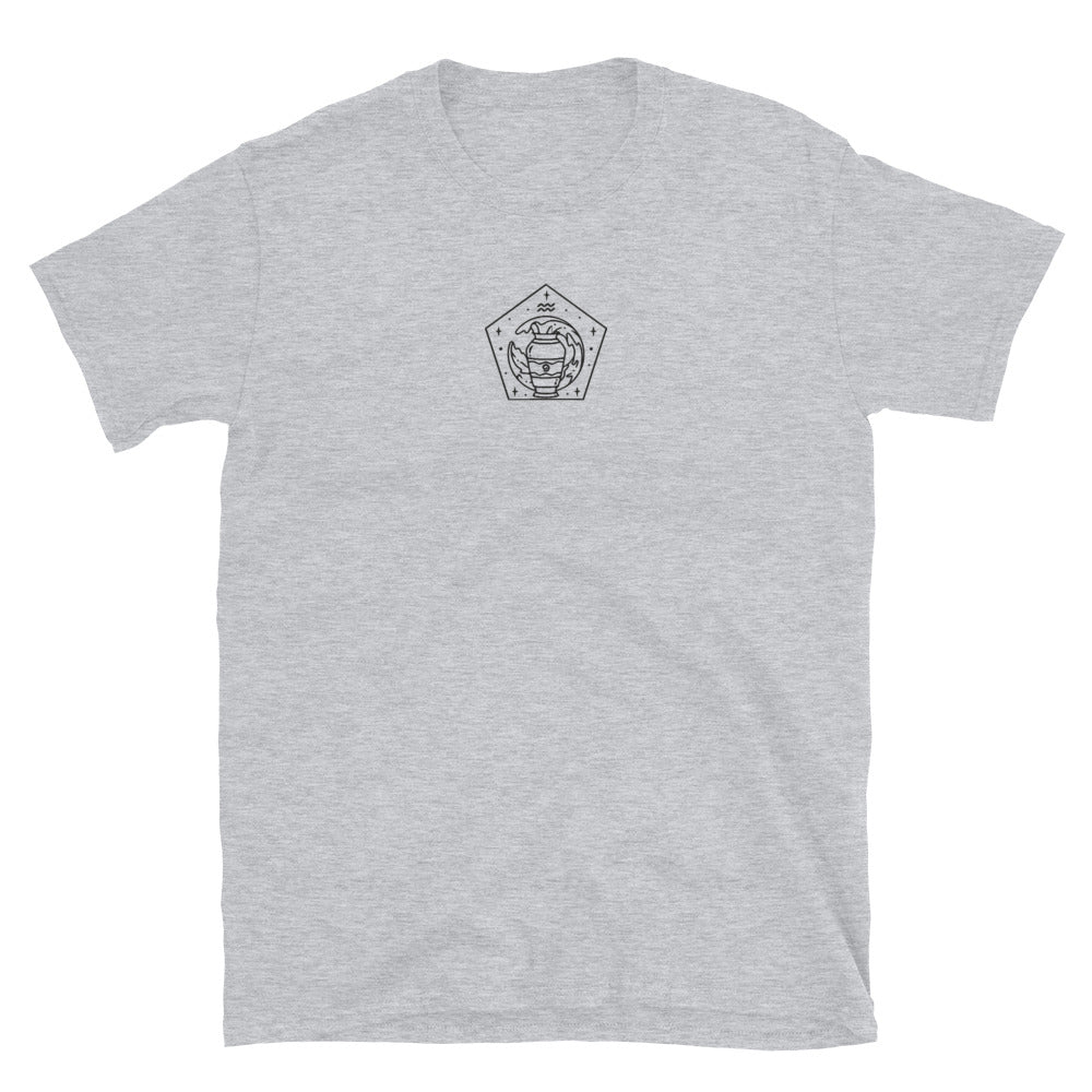 Aquarius Zodiac Embroidered TShirt - Sport Grey Color - https://ascensionemporium.net