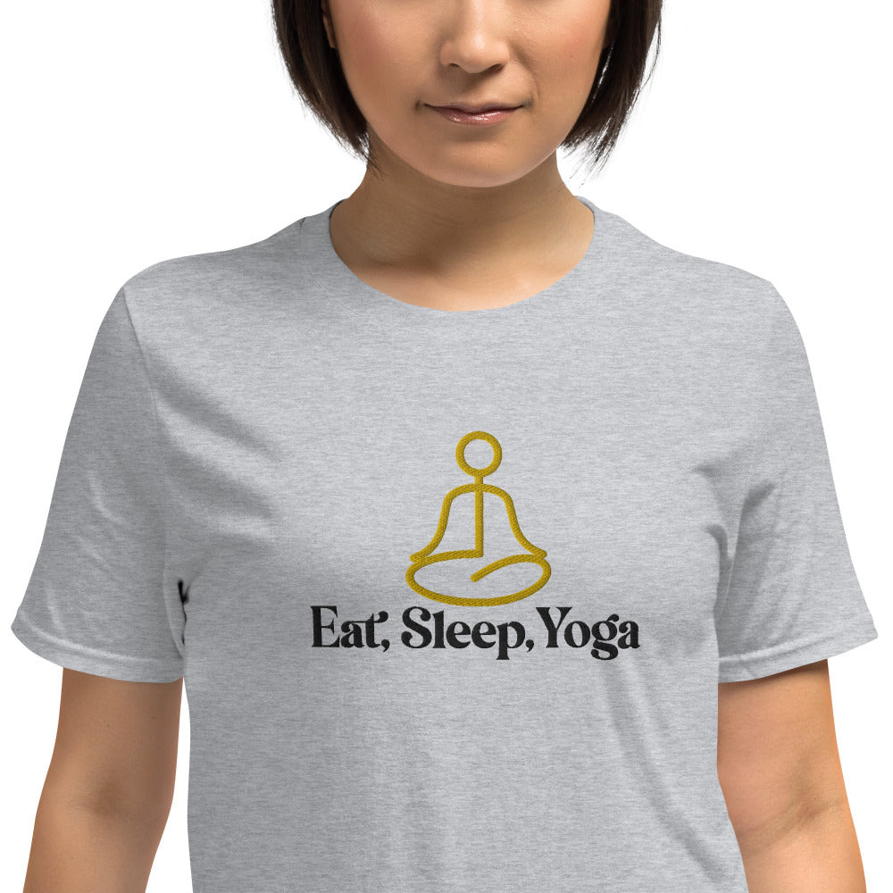 Eat Sleep Yoga Embroidered TShirt - Sport Grey Color - https://ascensionemporium.net