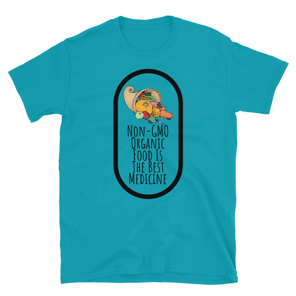 Non-GMO Organic Food Is The Best Medicine TShirt - Tropical Blue Color - https://ascensionemporium.net