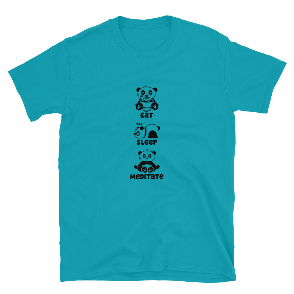Eat Sleep Meditate Panda TShirt - Tropical Blue Color - https://ascensionemporium.net