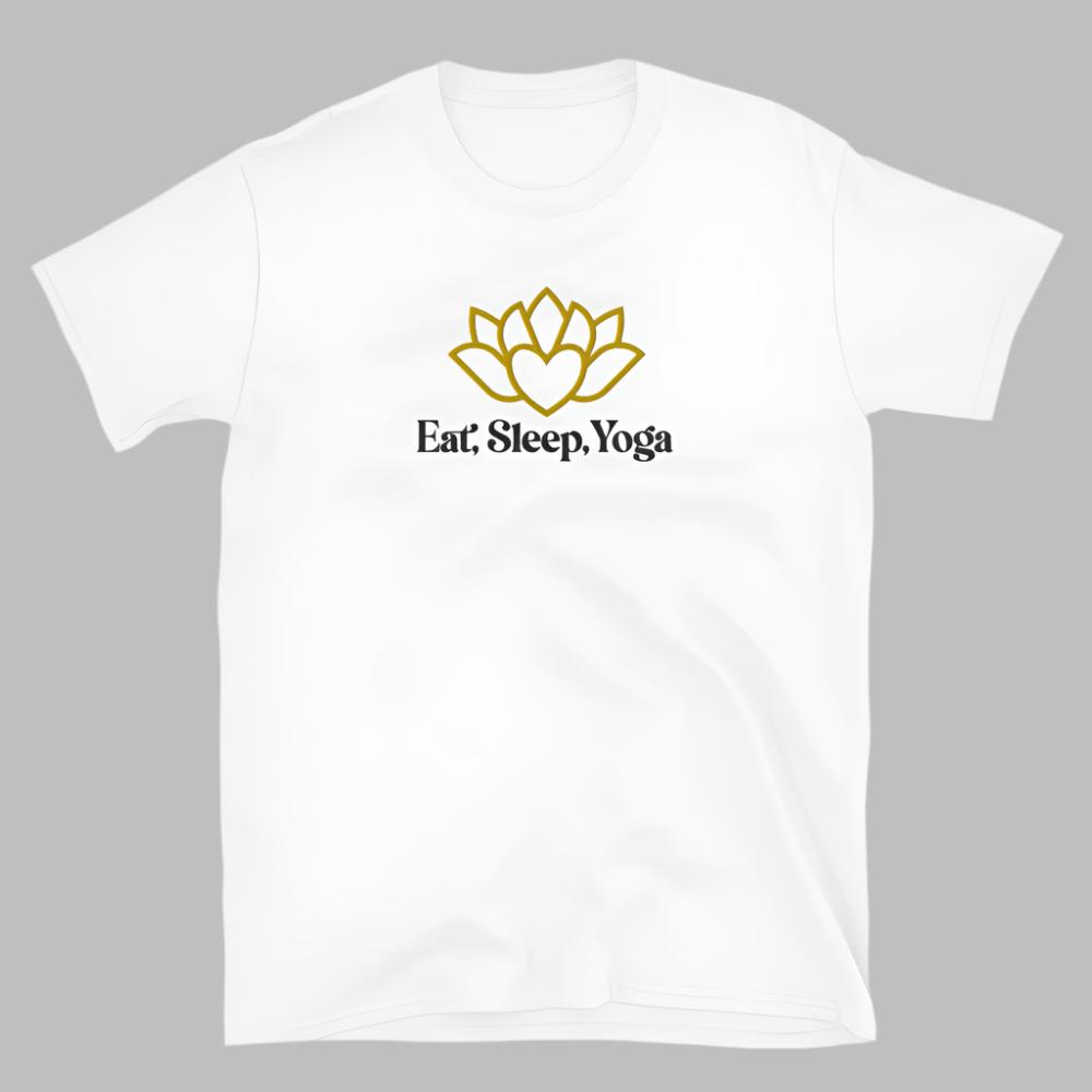 Eat Sleep Yoga Wild Flowers Embroidered TShirt - White Color - https://ascensionemporium.net