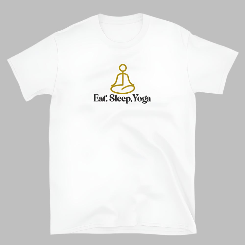 Eat Sleep Yoga Embroidered TShirt - White Color - https://ascensionemporium.net