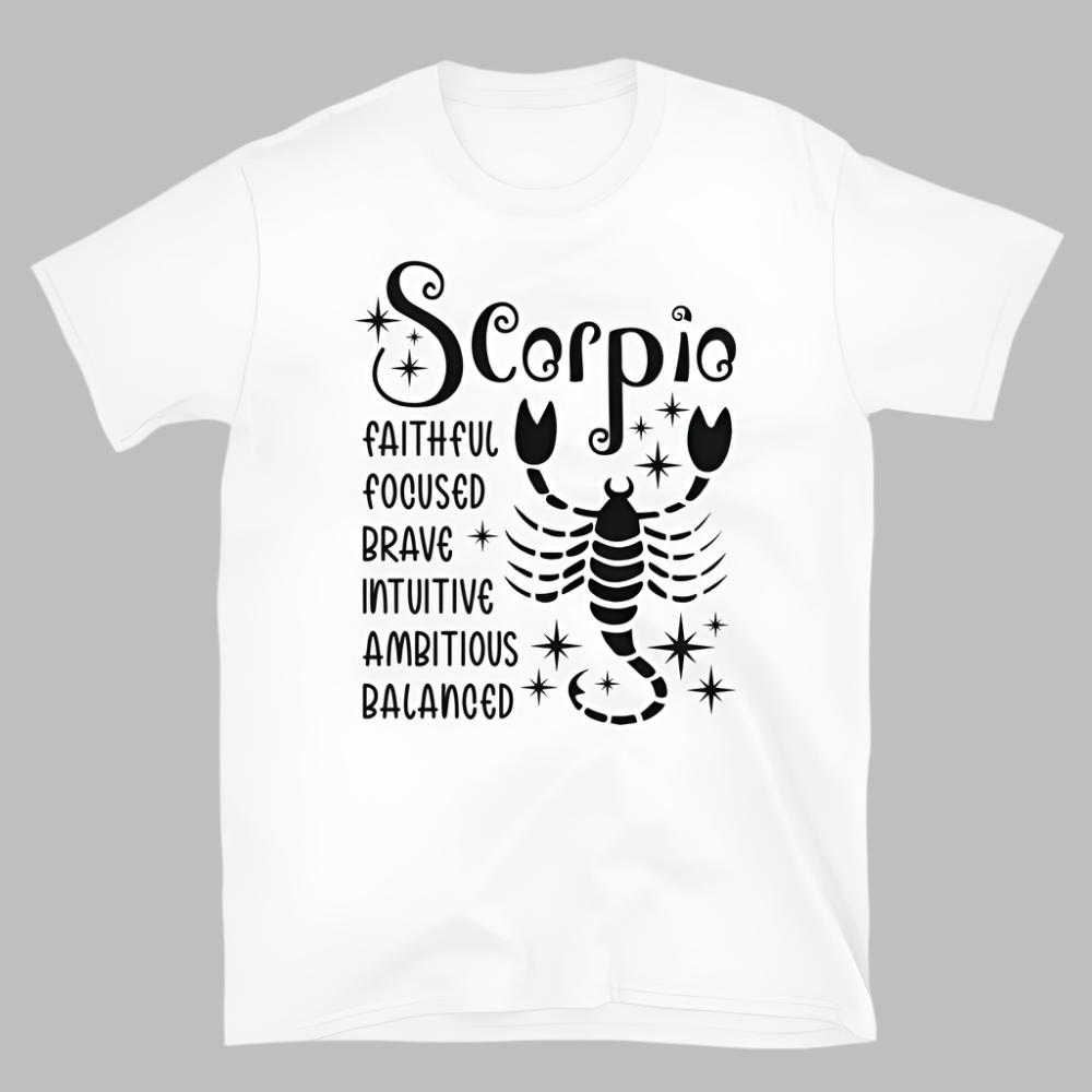 Scorpio Zodiac Positive Traits TShirt - White Color - https://ascensionemporium.net