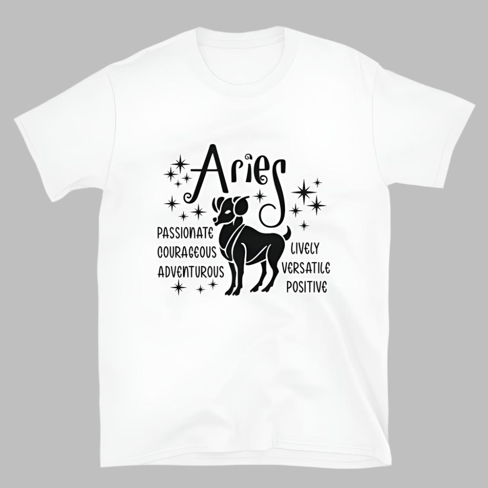 Aries Zodiac Positive Traits TShirt - White Color - https://ascensionemporium.net