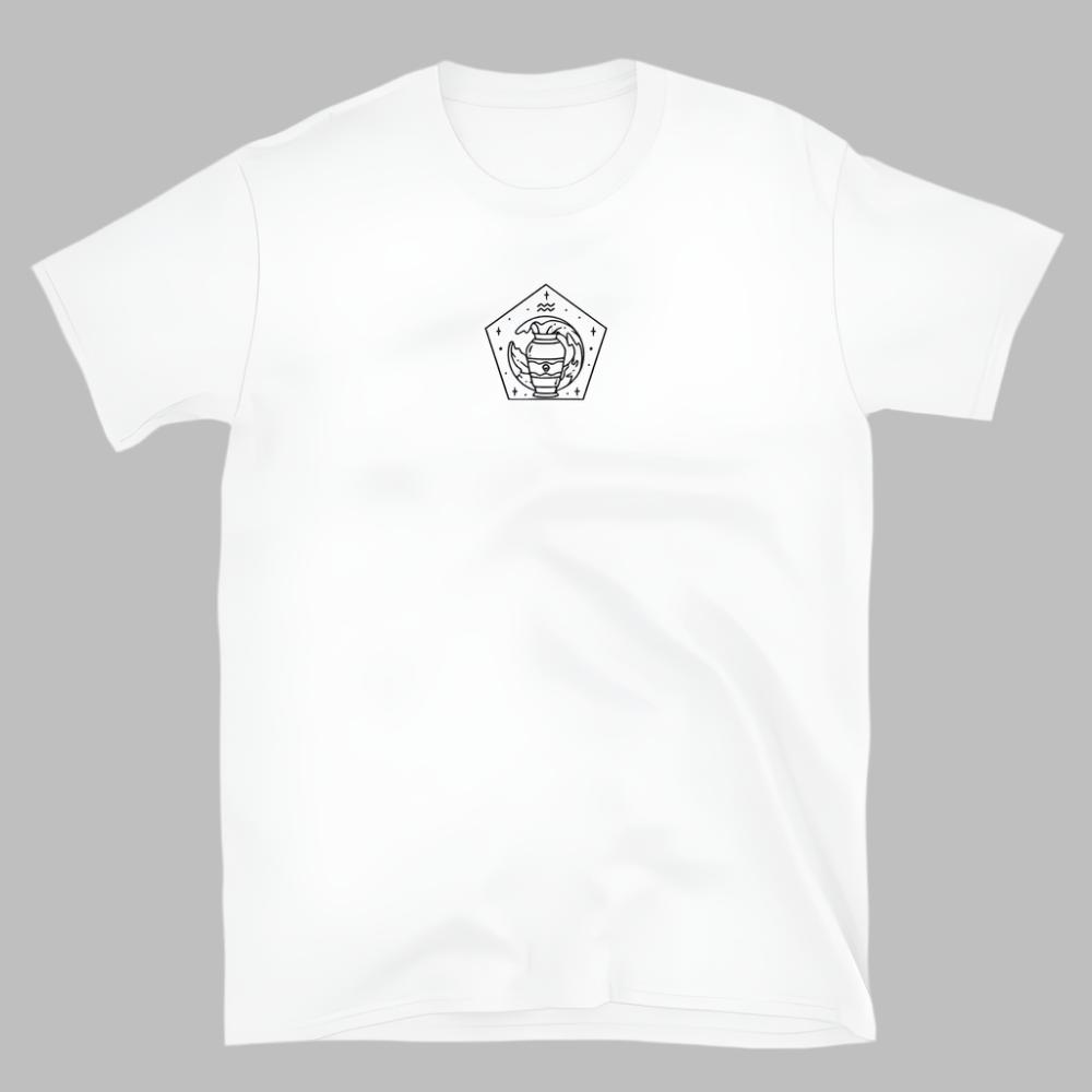 Aquarius Zodiac Embroidered TShirt - White Color - https://ascensionemporium.net