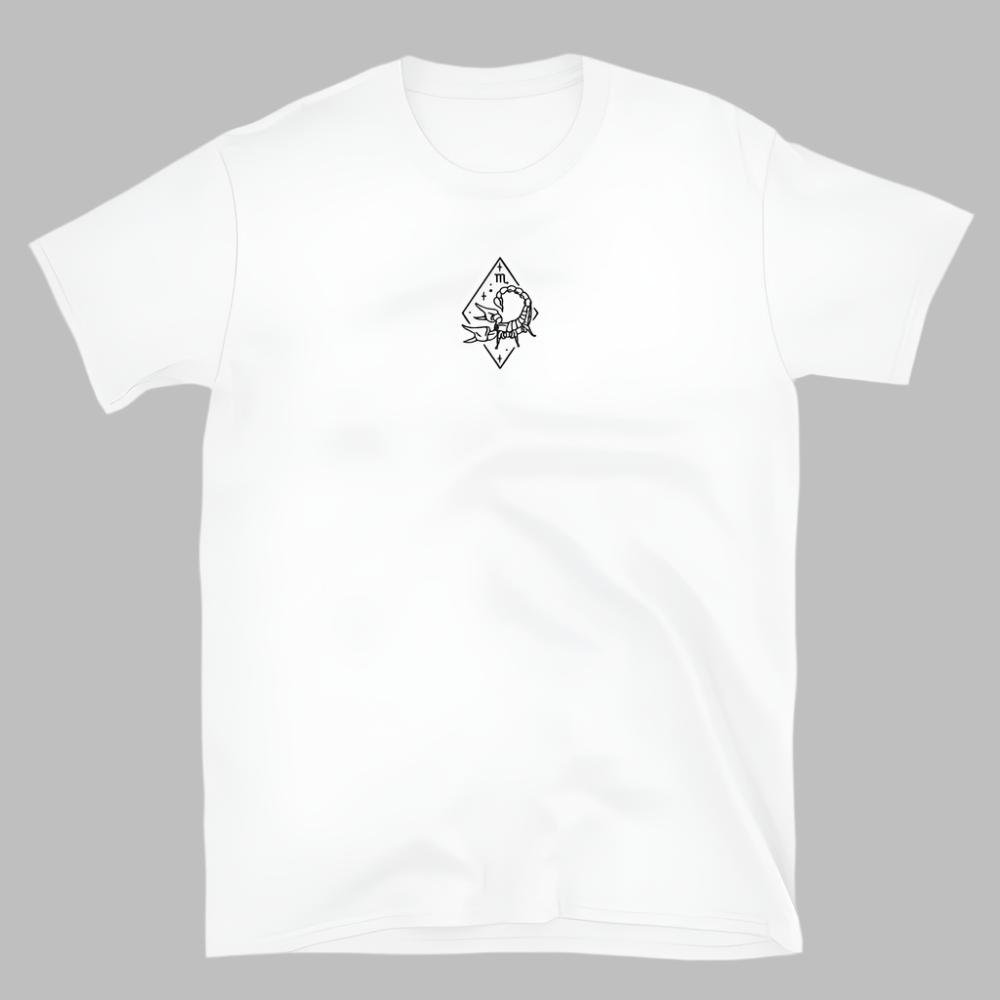 Scorpio Zodiac Embroidered TShirt - White Color - https://ascensionemporium.net