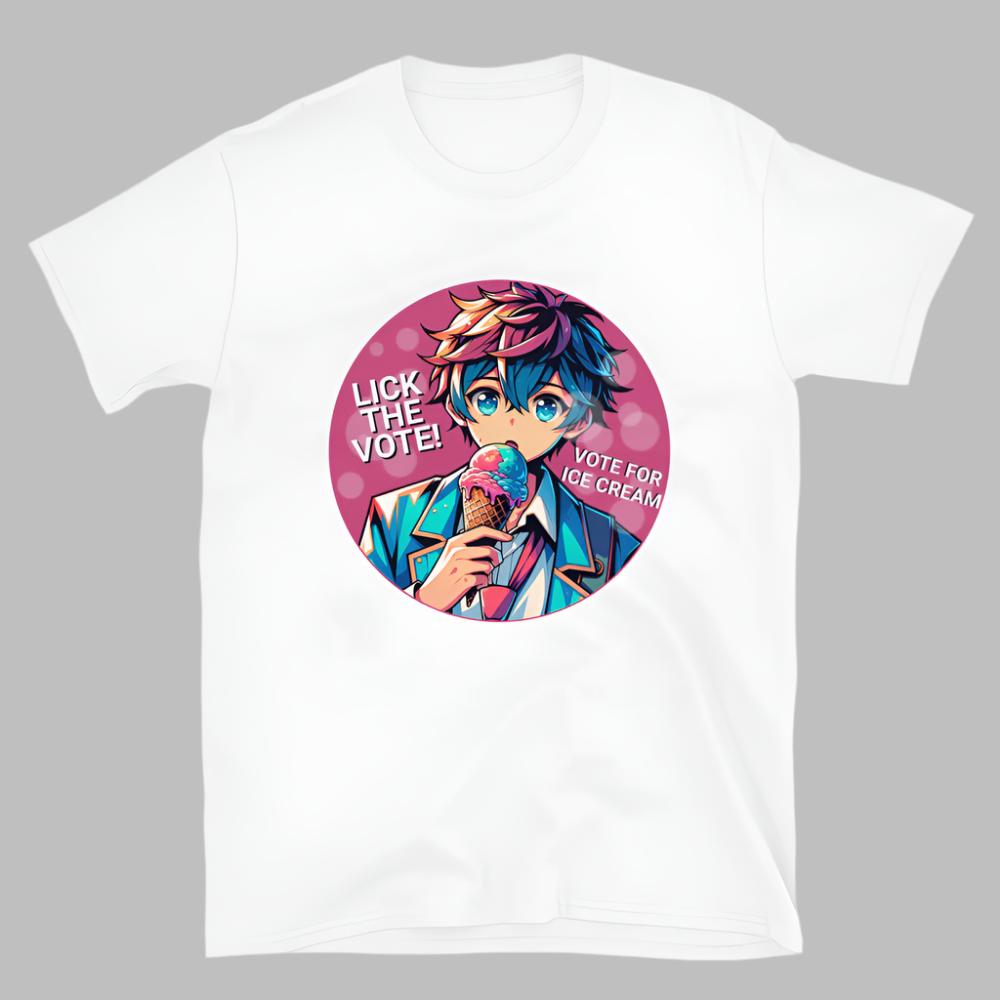 Lick The Vote Anime Ice Cream Boy TShirt - White Color - https://ascensionemporium.net