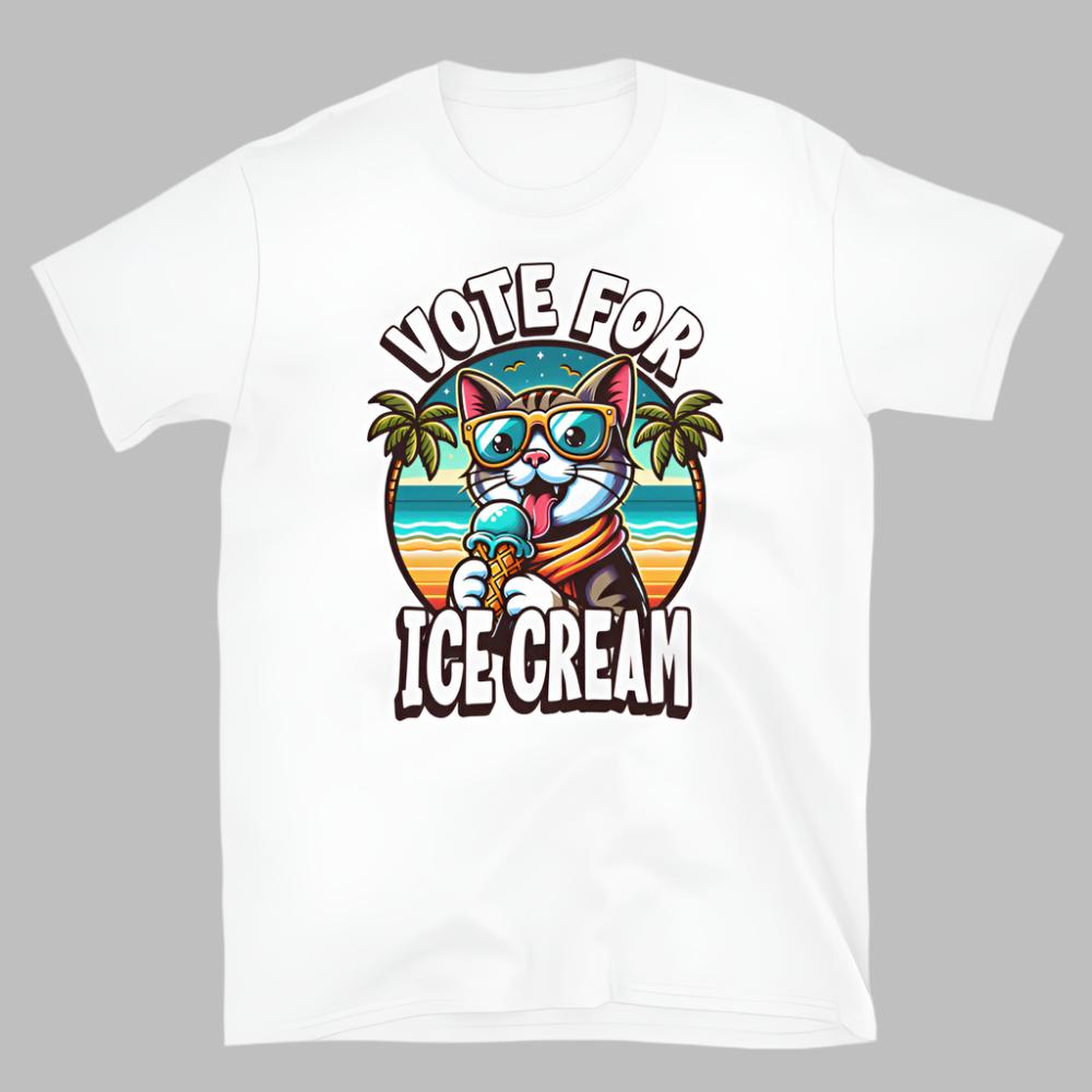 Vote For Ice Cream Cat TShirt - White Color - https://ascensionemporium.net