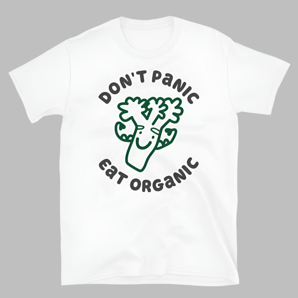 Don't Panic Eat Organic Broccoli TShirt - White Color - https://ascensionemporium.net 