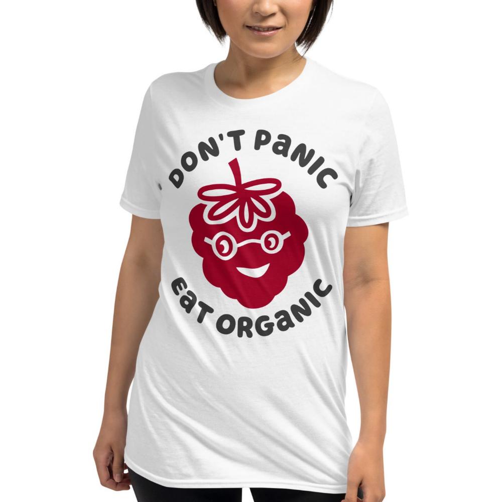 Don't Panic Eat Organic Raspberry TShirt - White Color - https://ascensionemporium.net 