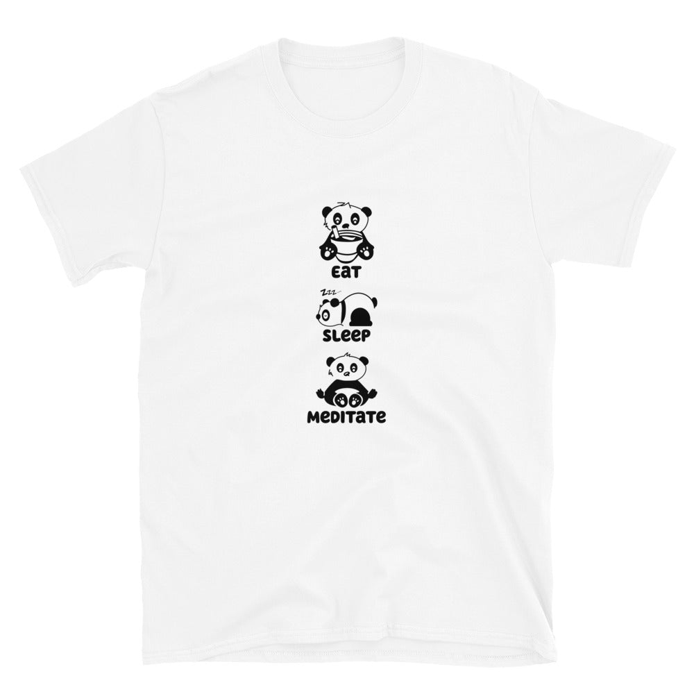 Eat Sleep Meditate Panda TShirt - White Color - https://ascensionemporium.net