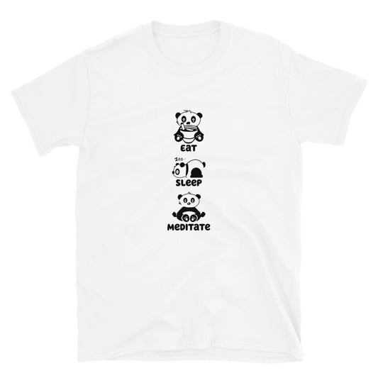 Eat Sleep Meditate Panda TShirt - White Color - https://ascensionemporium.net