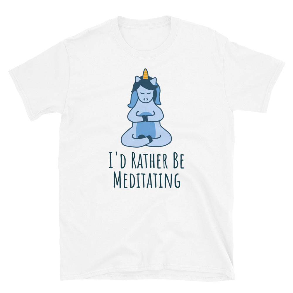 I'd Rather Be Meditating Unicorn TShirt - White Color - https://ascensionemporium.net