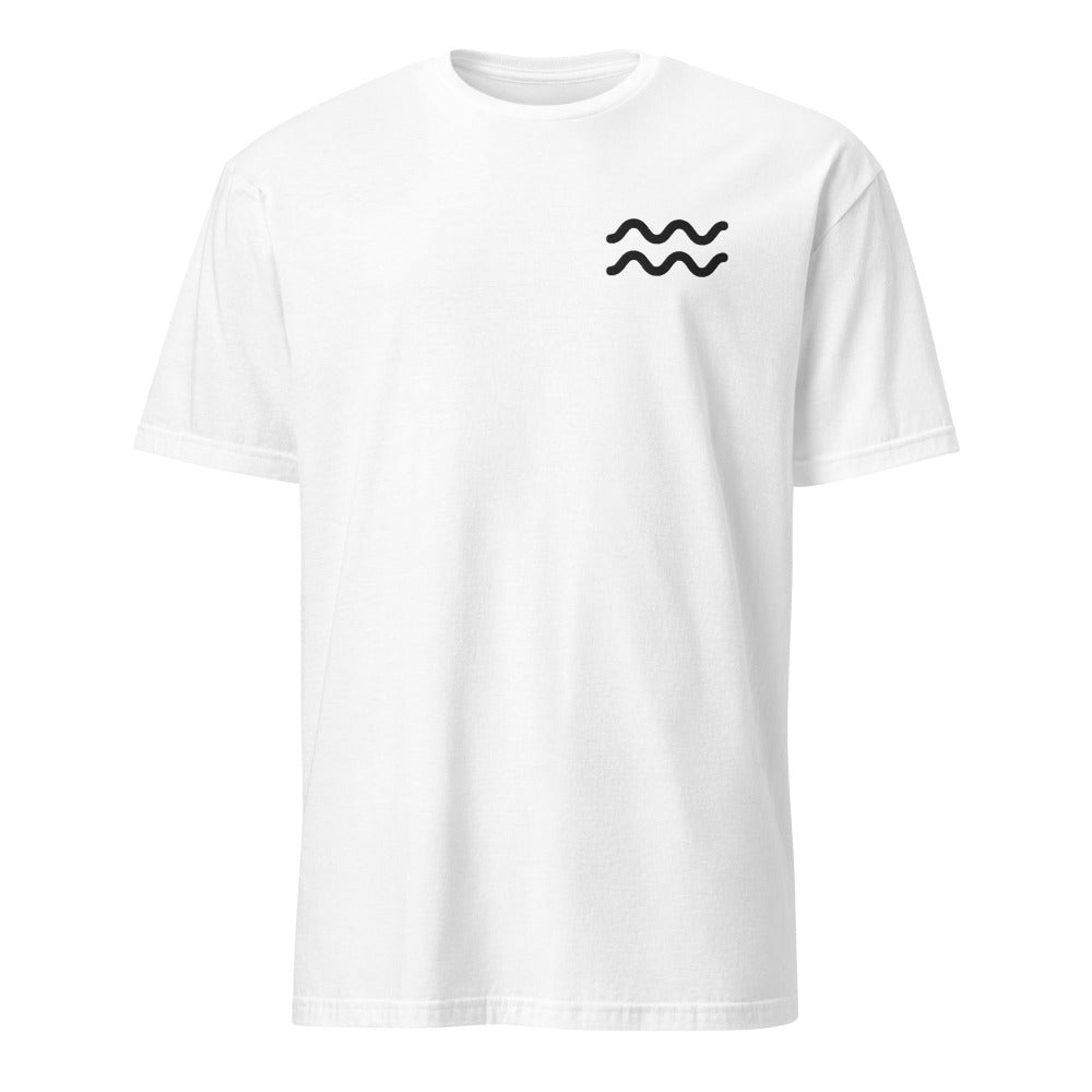 Aquarius Zodiac Embroidered TShirt - White Color - https://ascensionemporium.net