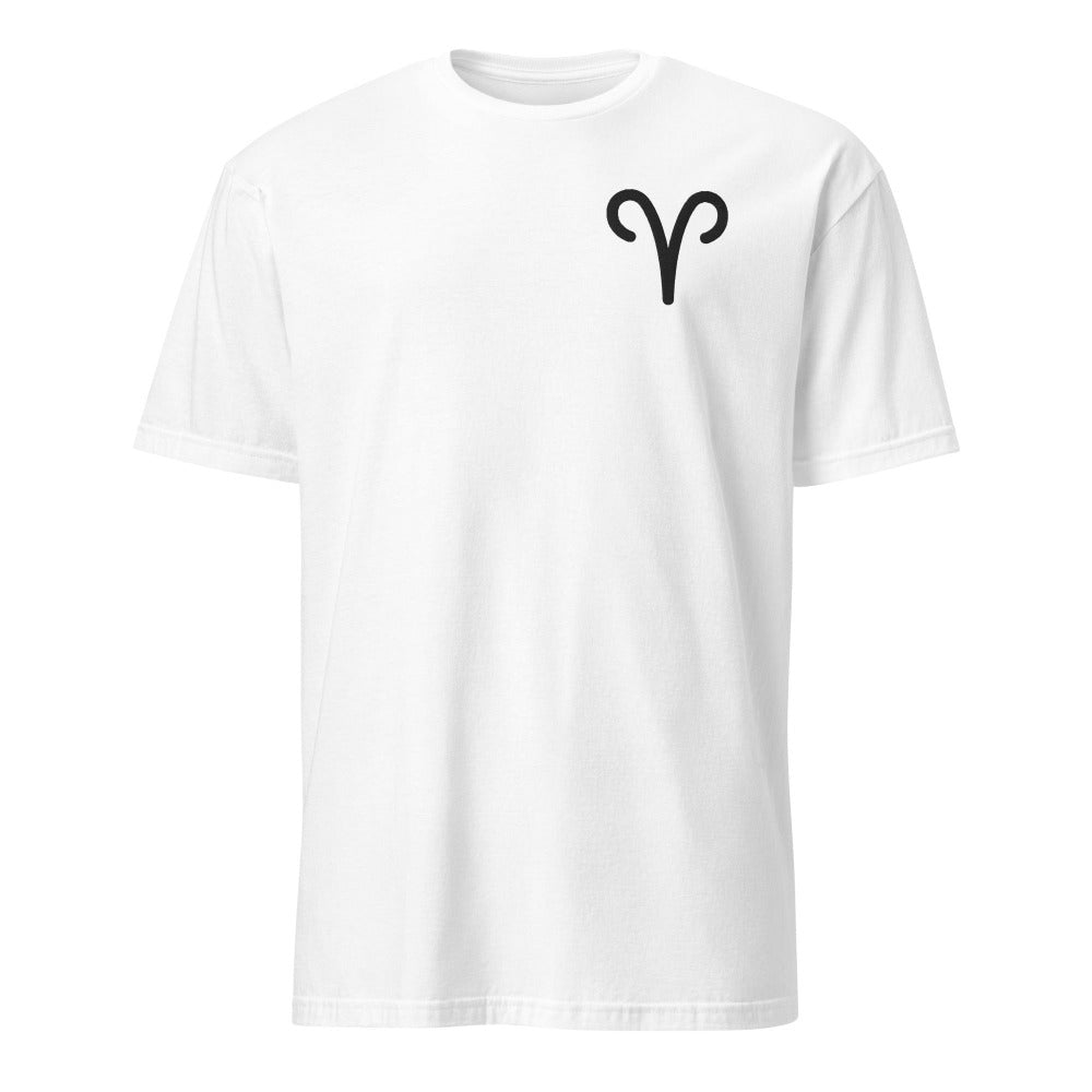 Aries Zodiac Symbol Embroidered TShirt - White Color - https://ascensionemporium.net