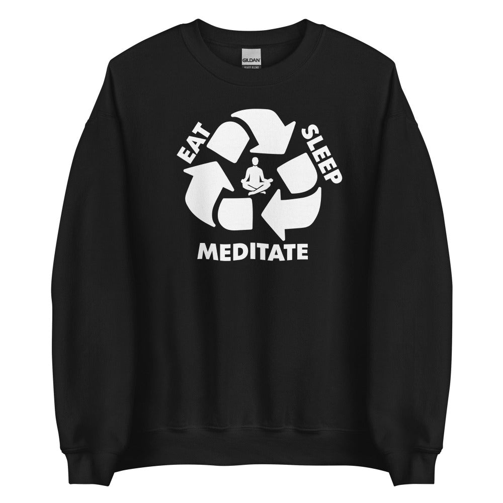 Eat Sleep Meditate Sweatshirt - Black Color