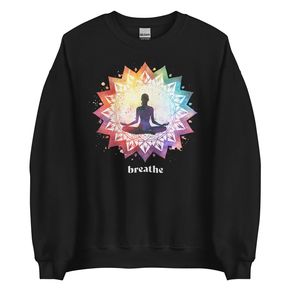 Breathe Lotus Chakra Mandala Sweatshirt - Black Color - https://ascensionemporium.net