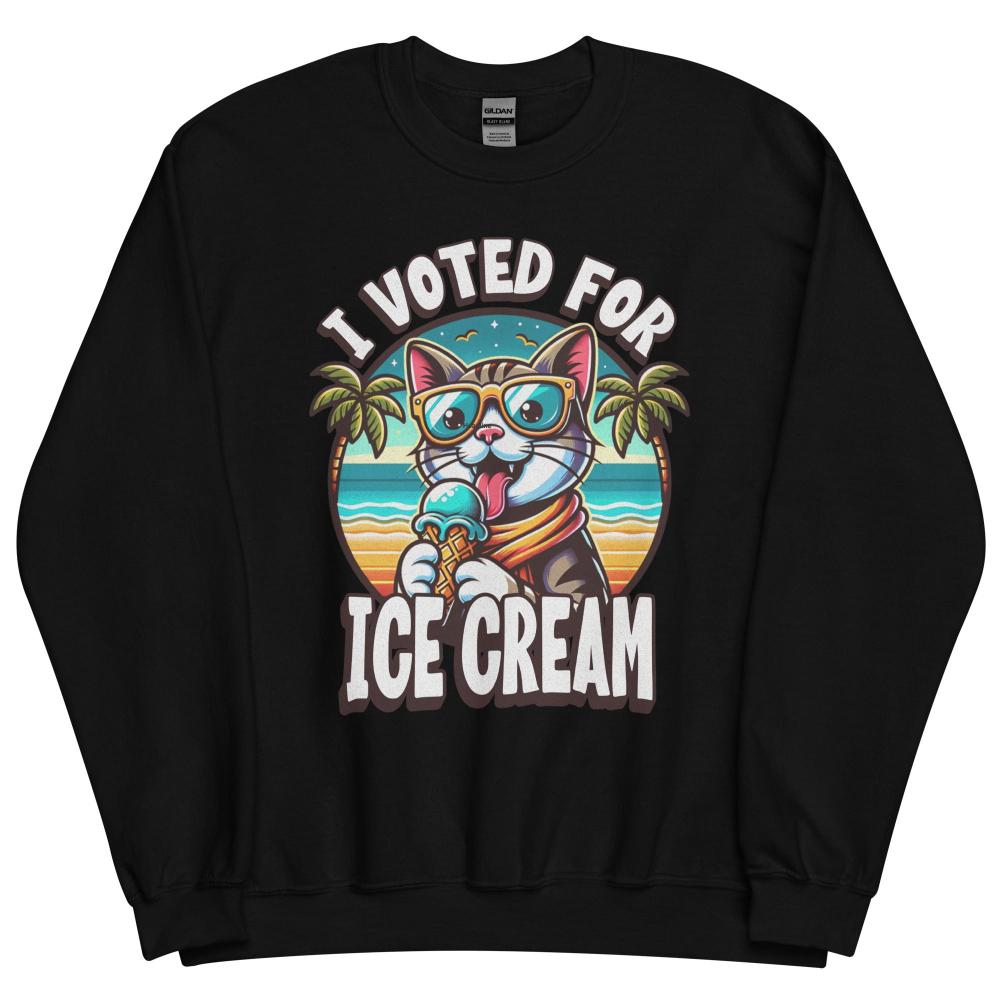 I Voted For Ice Cream Cat Sweatshirt - Black Color - https://ascensionemporium.net