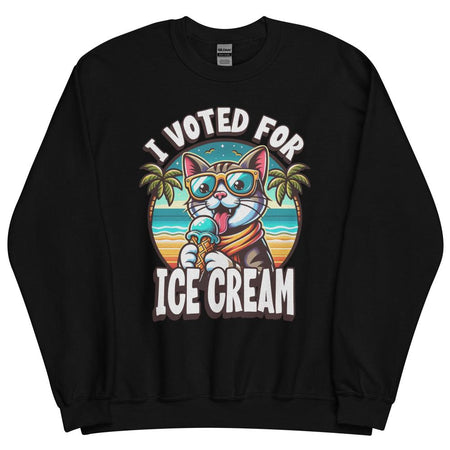 I Voted For Ice Cream Cat Sweatshirt - Black Color - https://ascensionemporium.net