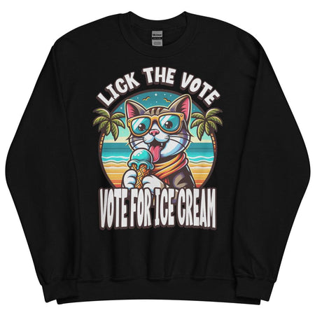 Lick The Vote Ice Cream Cat Sweatshirt - Black Color - https://ascensionemporium.net