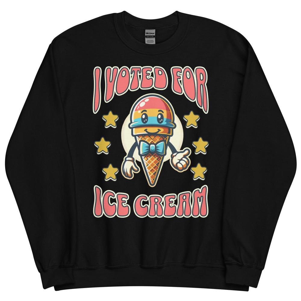 I Voted For Ice Cream Sweatshirt - Black Color - https://ascensionemporium.net