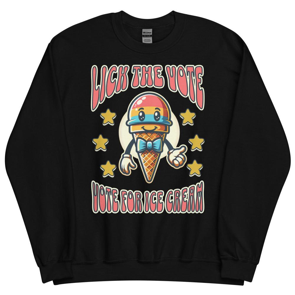 Lick The Vote Ice Cream Sweatshirt - Black Color - https://ascensionemporium.net