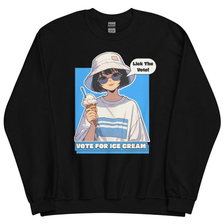 Lick The Vote Anime Ice Cream Girl Sweatshirt - Black Color - https://ascensionemporium.net