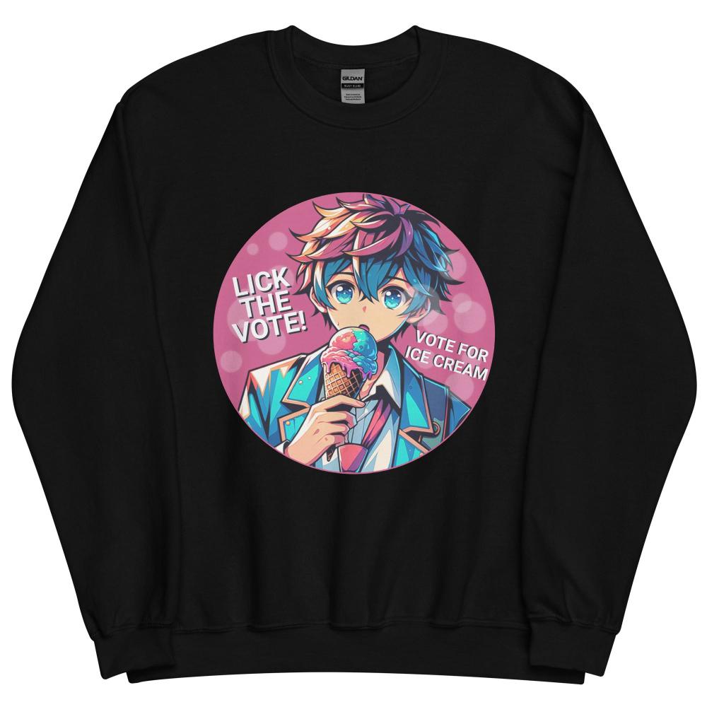Lick The Vote Anime Ice Cream Boy Sweatshirt - Black Color - https://ascensionemporium.net