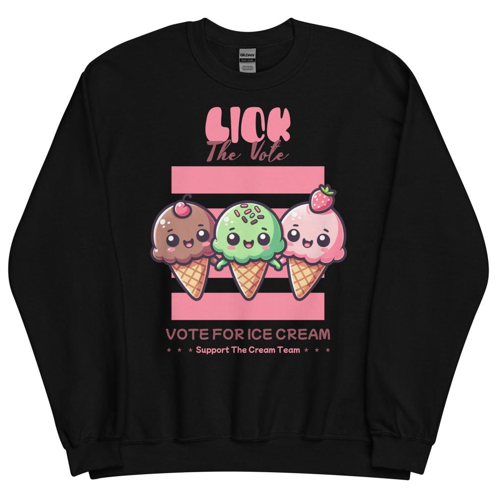 Lick The Vote Kawaii Ice Cream Sweatshirt - Black Color - https://ascensionemporium.net